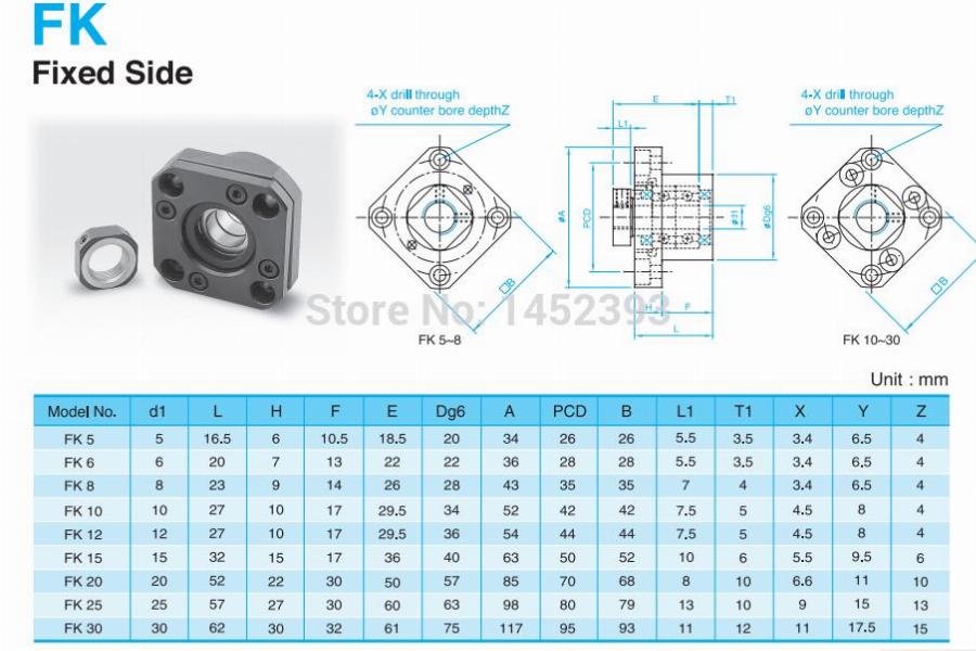 3 set CNC part Supports Bearing Mounts FK10 FF10 for SFU1204 Ball Screw End 