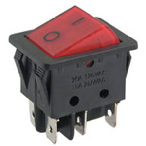 Picture of ROCKER SWITCH DPDT 29x22mm RED ILUMMI