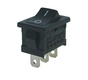 Picture of ROCKER SWITCH MINI SPDT 6A BLACK P/FIT 13x19mm