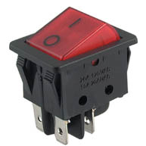Picture of ROCKER SWITCH DPST 29x22 RED ILUMINATED