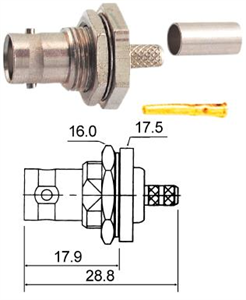 Picture of BNC-SOCKET CRIMP BULKHEAD RG59