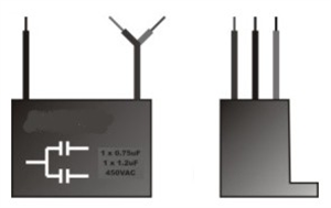 Picture of CAPACITOR C/FAN 0.75uF+1.25uF 450VAC