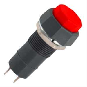Picture of PUSH BUTTON OCT SWITCH N.O. SPST 3A RED SOLDER M12