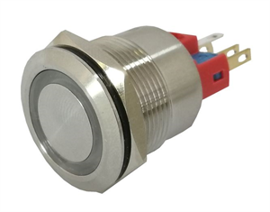 Picture of PUSH BUTTON SWITCH MOM IILLUM METAL RED 250VAC 5A