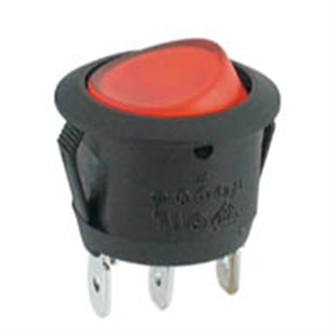 Picture of ROUND ROCKER SWITCH SPST 3P ILLUMINATED RED