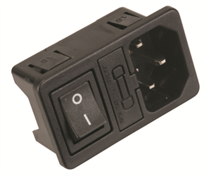 Picture of PANEL MOUNT C14 IEC PLUG WITH FUSE HOLDER & SWITCH